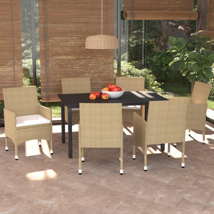 Set Mobilier De Grădină Cu Perne, 7 Piese, , Poliratan