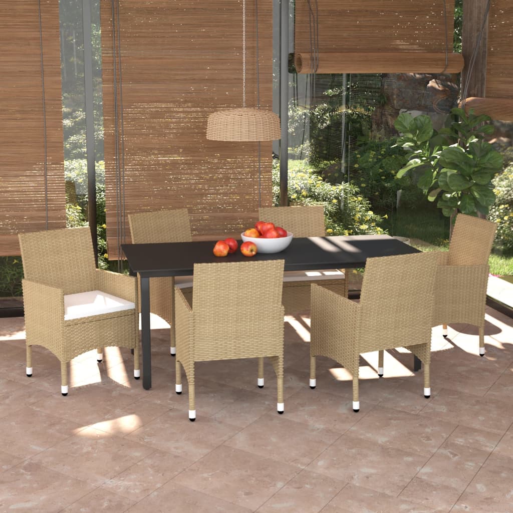 Set Mobilier De Grădină Cu Perne, 7 Piese, , Poliratan