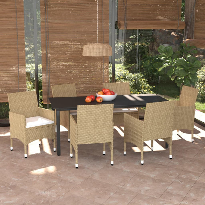 Set Mobilier De Grădină Cu Perne, 7 Piese, , Poliratan