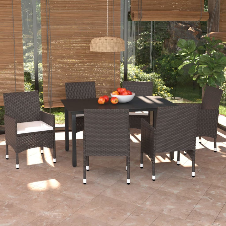 Set Mobilier De Grădină Cu Perne, 7 Piese, , Poliratan