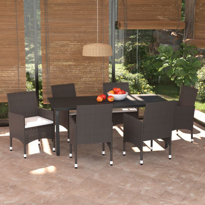 Set Mobilier De Grădină Cu Perne, 7 Piese, , Poliratan