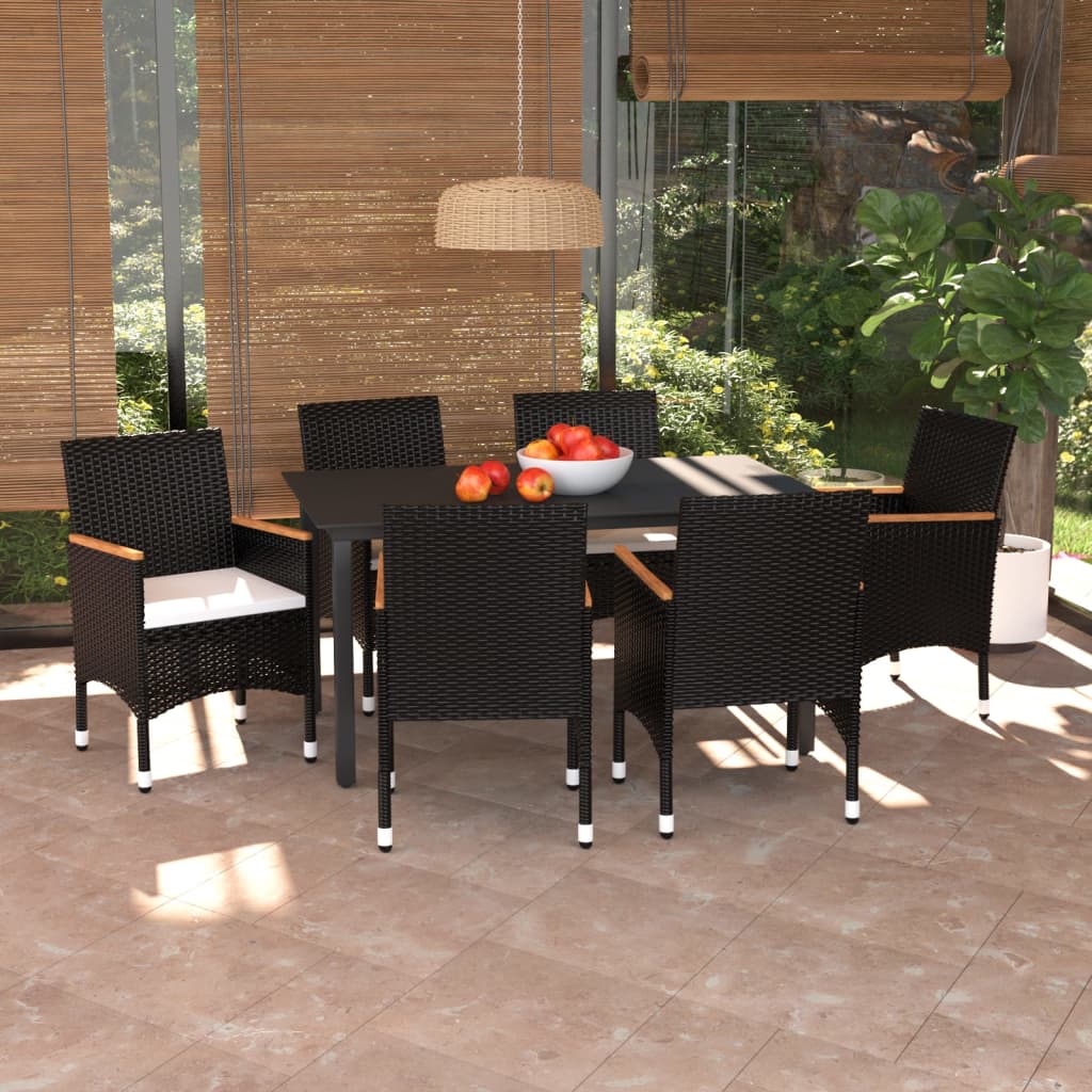 Set Mobilier De Grădină Cu Perne, 7 Piese, , Poliratan