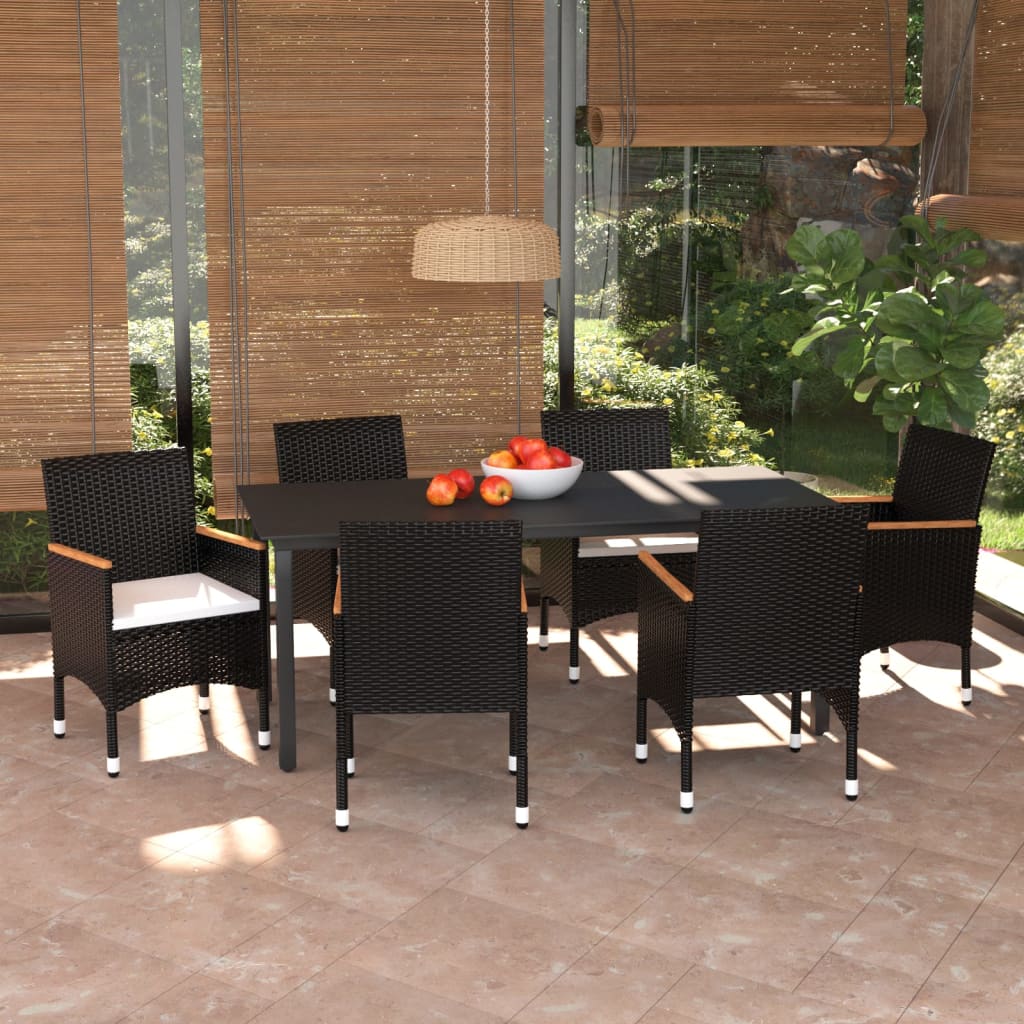 Set Mobilier De Grădină Cu Perne, 7 Piese, , Poliratan
