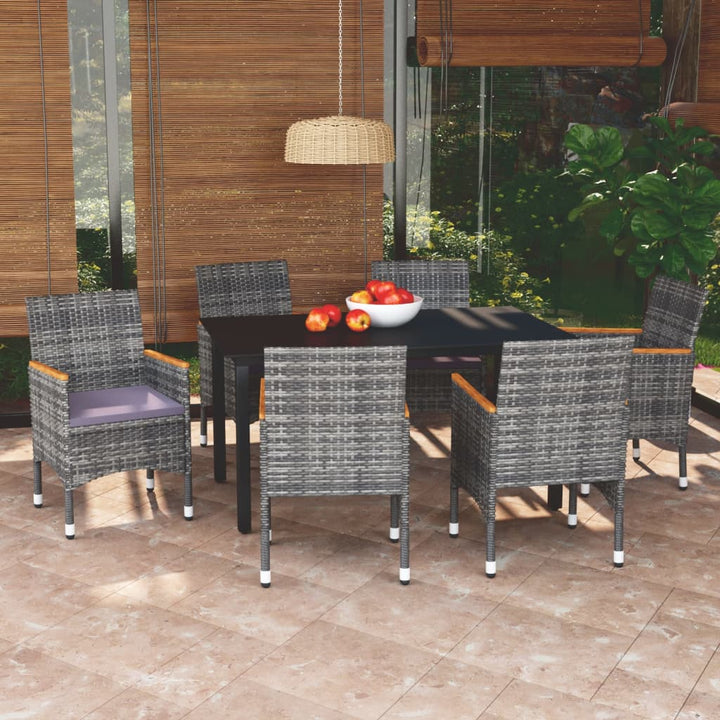 Set Mobilier De Grădină Cu Perne, 7 Piese, , Poliratan