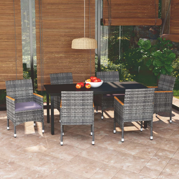 Set Mobilier De Grădină Cu Perne, 7 Piese, , Poliratan