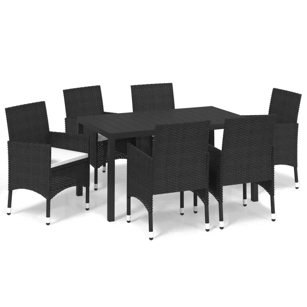 Set De Masă Pentru Grădină Cu Perne, 7 Piese, , Poliratan