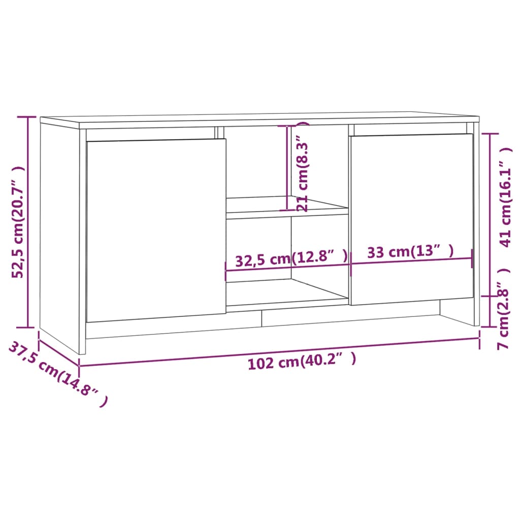 Comodă Tv, , 102X37,5X52,5 Cm, Pal