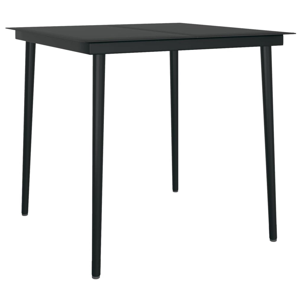 Masă De Bucătărie De Grădină, Negru, , Oțel/Sticlă