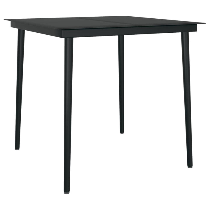 Masă De Bucătărie De Grădină, Negru, , Oțel/Sticlă