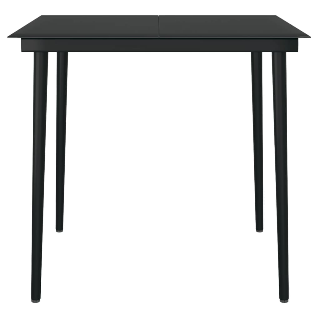 Masă De Bucătărie De Grădină, Negru, , Oțel/Sticlă