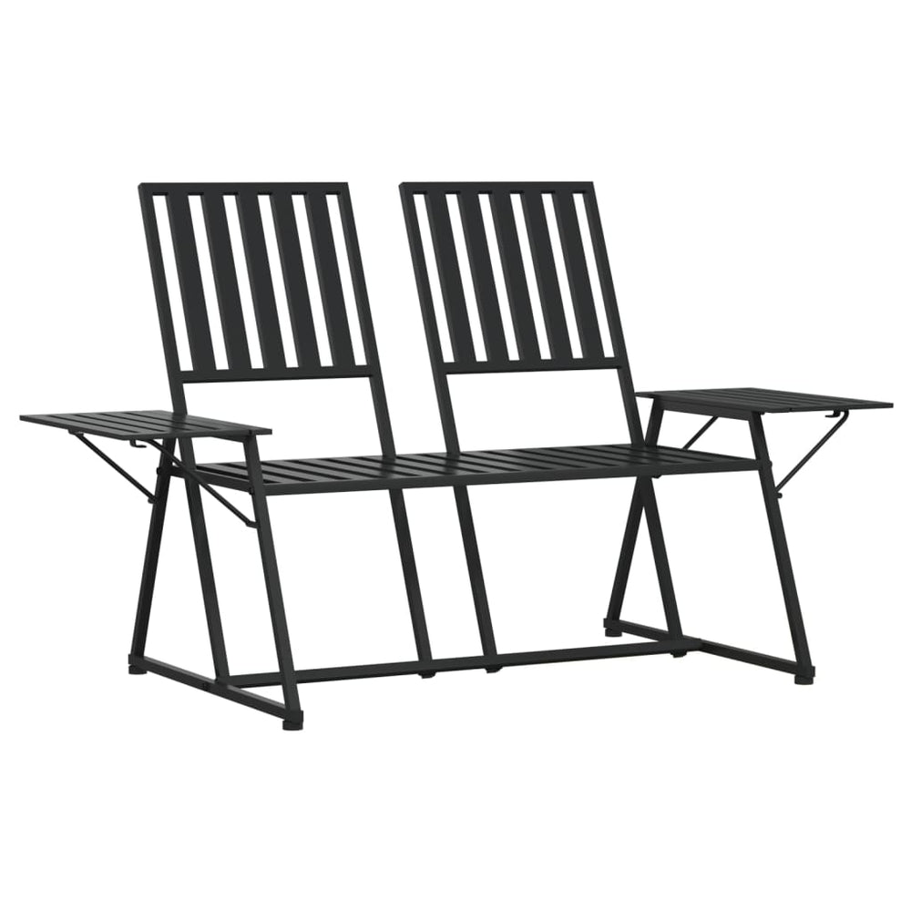 Bancă De Grădină Cu 2 Locuri, Negru, 165 Cm, Oțel