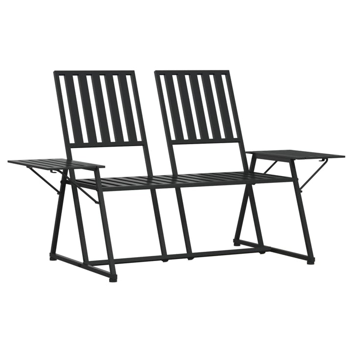 Bancă De Grădină Cu 2 Locuri, Negru, 165 Cm, Oțel