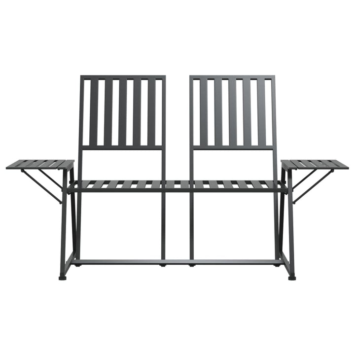 Bancă De Grădină Cu 2 Locuri, Negru, 165 Cm, Oțel