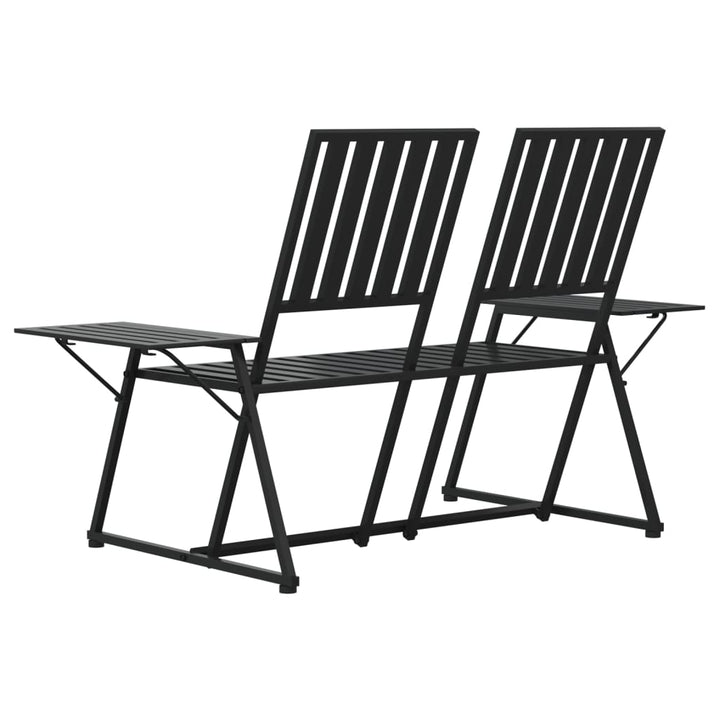 Bancă De Grădină Cu 2 Locuri, Negru, 165 Cm, Oțel