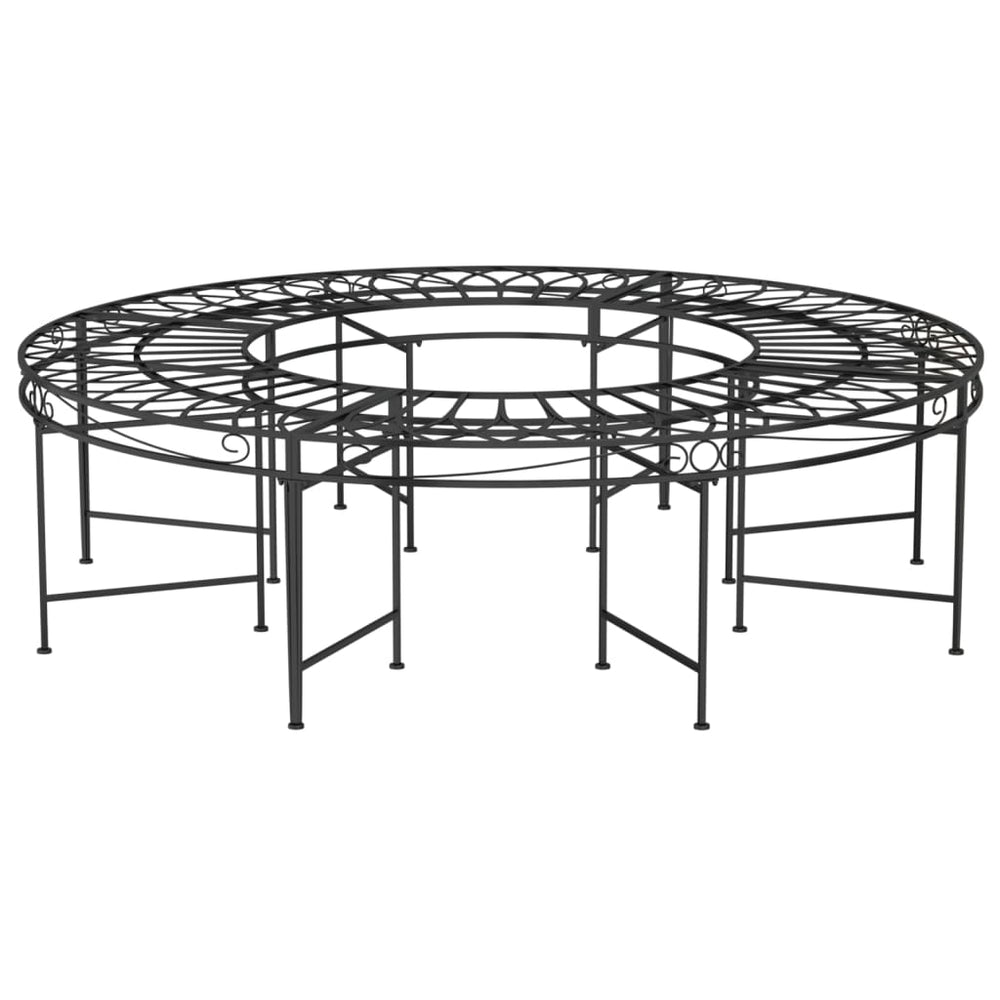 Bancă Circulară De Copac, Negru, Ø160 Cm, Oțel
