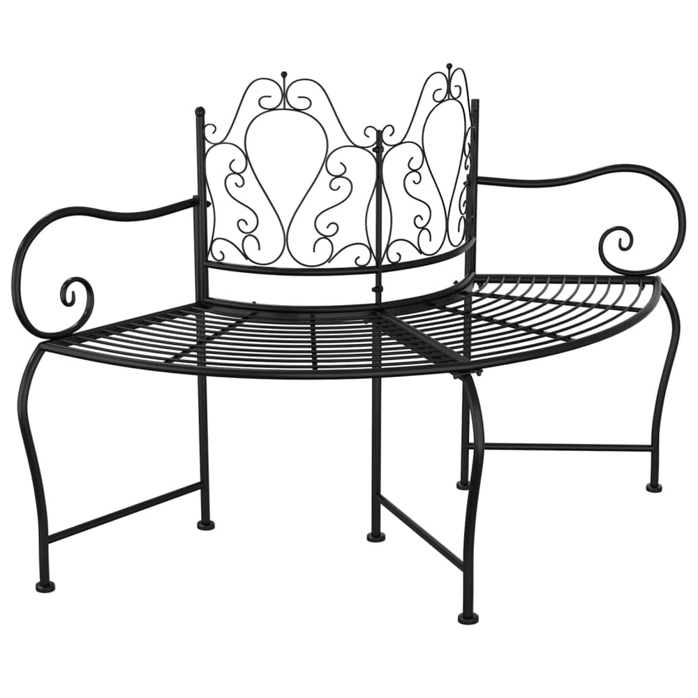 Bancă Circulară De Copac, Negru, 150 Cm, Oțel