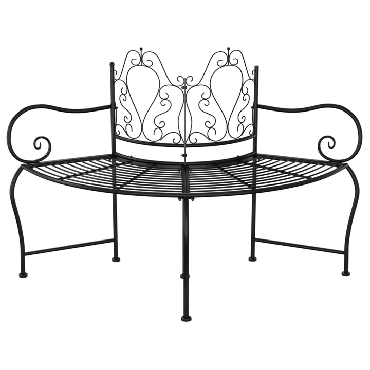 Bancă Circulară De Copac, Negru, 150 Cm, Oțel