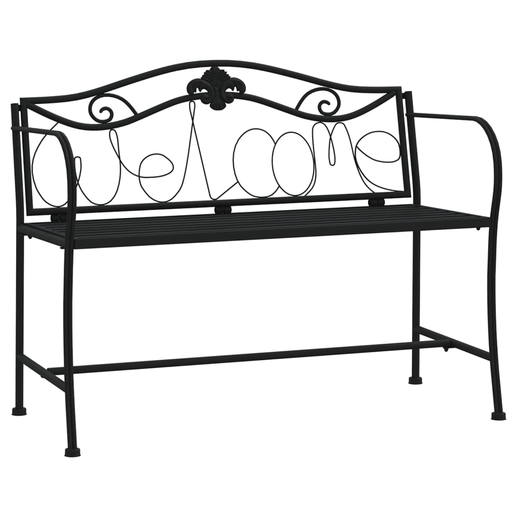 Bancă De Grădină Cu 2 Locuri, Negru, 104 Cm, Oțel