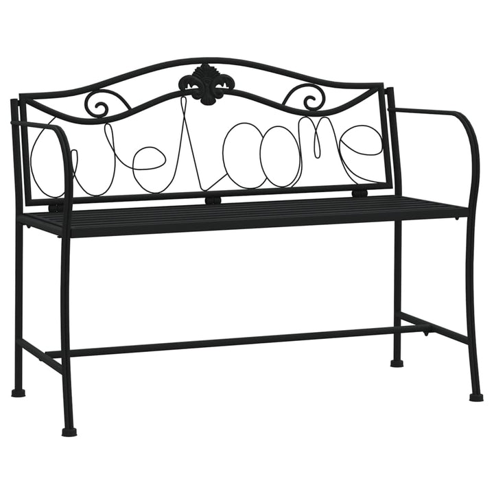 Bancă De Grădină Cu 2 Locuri, Negru, 104 Cm, Oțel