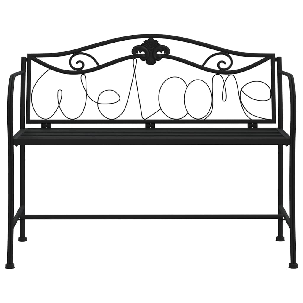 Bancă De Grădină Cu 2 Locuri, Negru, 104 Cm, Oțel