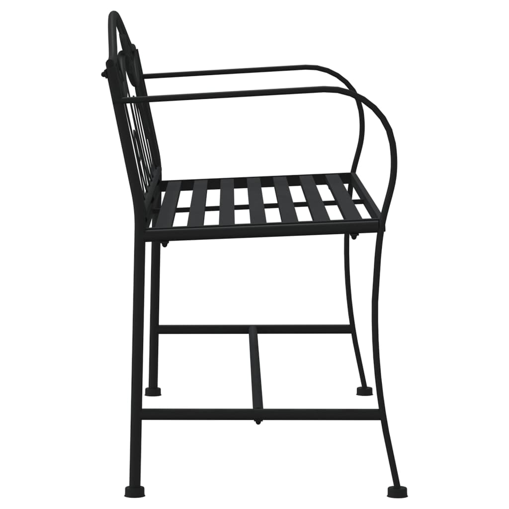 Bancă De Grădină Cu 2 Locuri, Negru, 104 Cm, Oțel