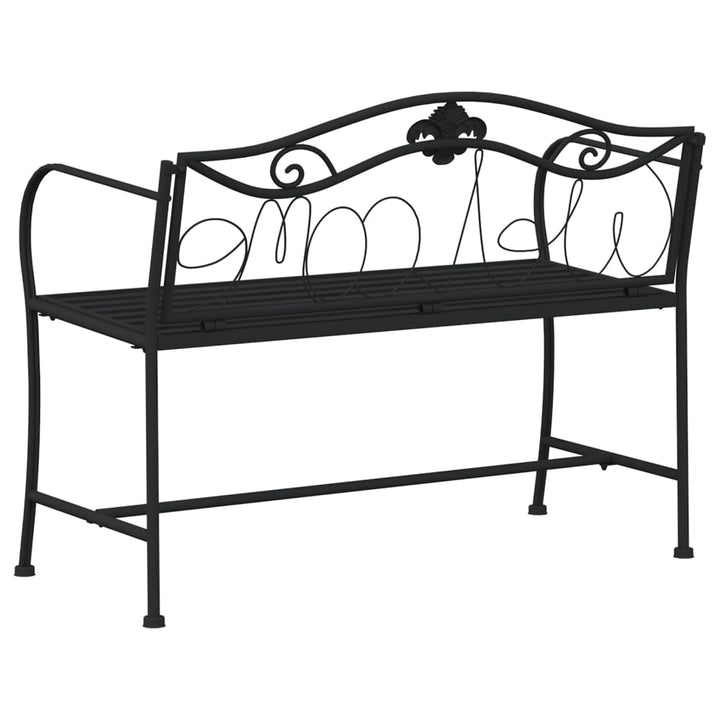 Bancă De Grădină Cu 2 Locuri, Negru, 104 Cm, Oțel
