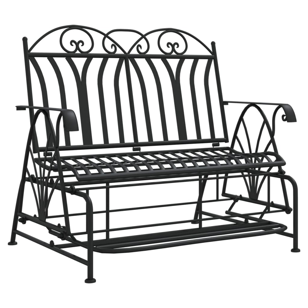 Bancă Glisantă Cu 2 Locuri, Negru, 114 Cm, Oțel