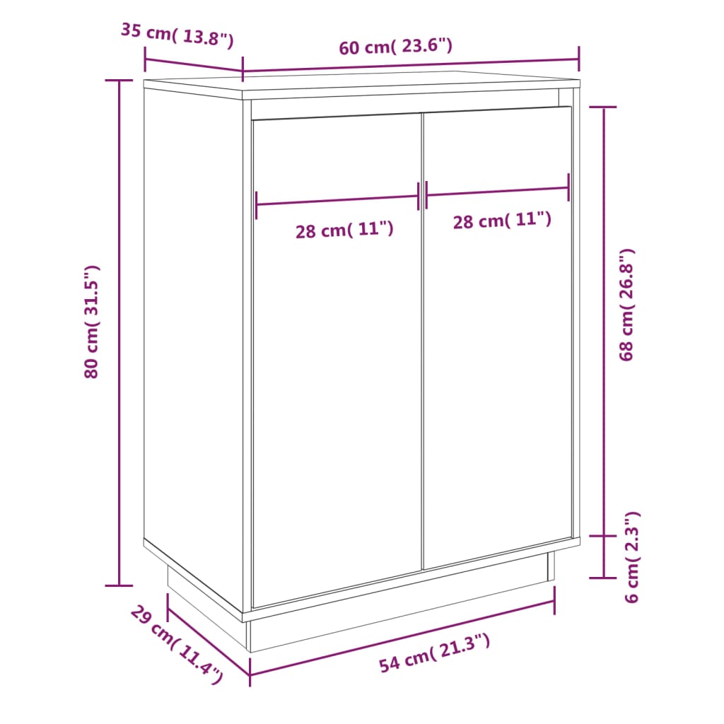 Pantofar, 60X35X80 Cm, Lemn Masiv De Pin