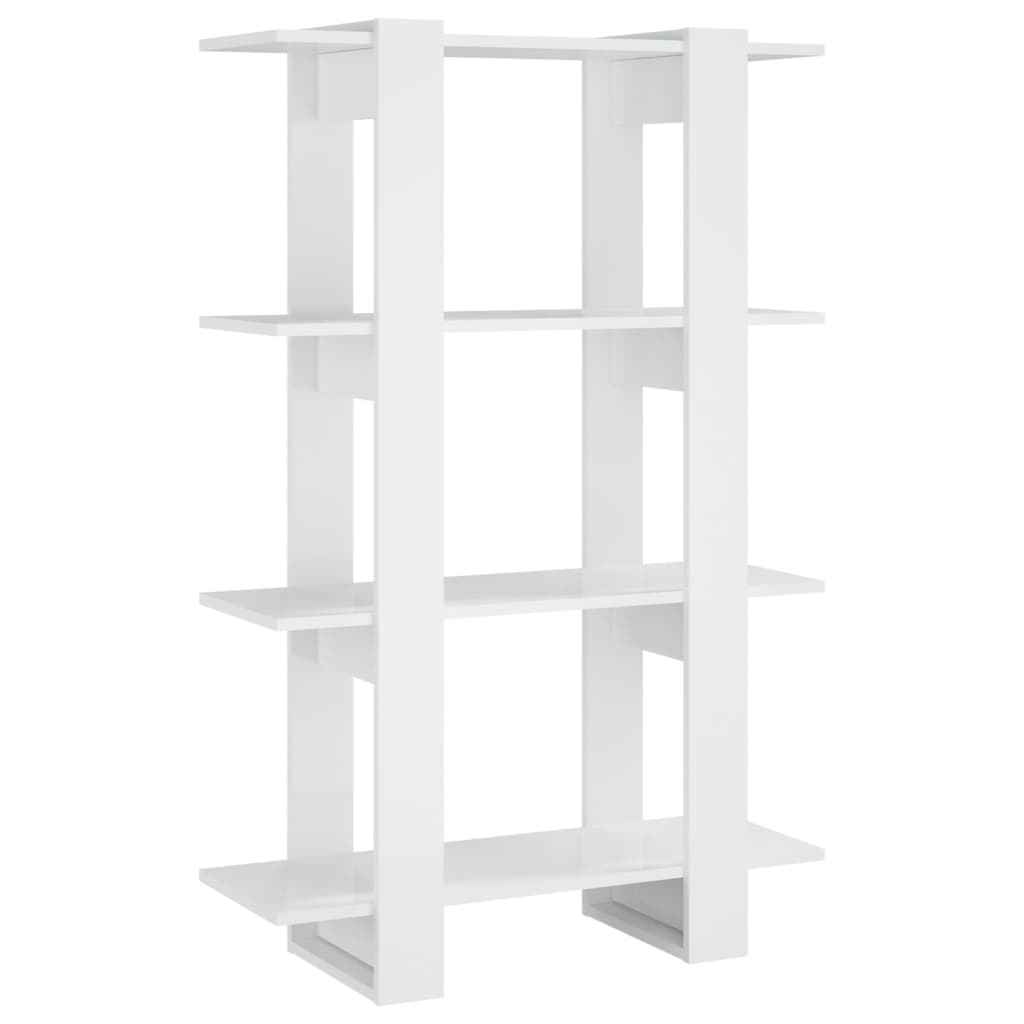 Bibliotecă/Separator Cameră, Alb Extralucios, 80X30X123,5 Cm