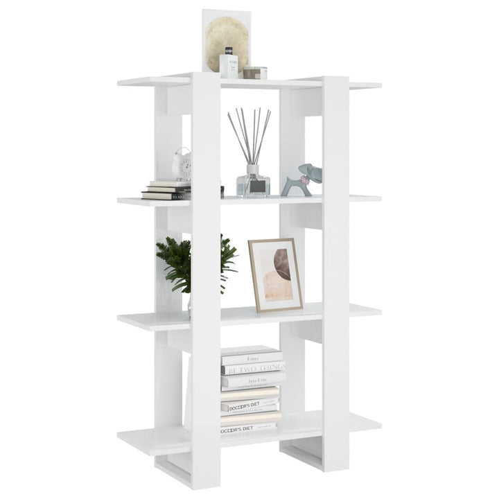 Bibliotecă/Separator Cameră, Alb Extralucios, 80X30X123,5 Cm