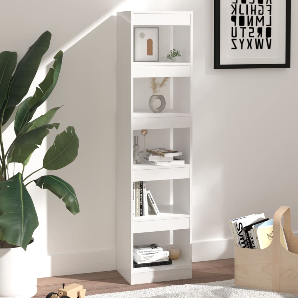 Bibliotecă/Separator Cameră, Alb Extralucios, 40X30X166 Cm