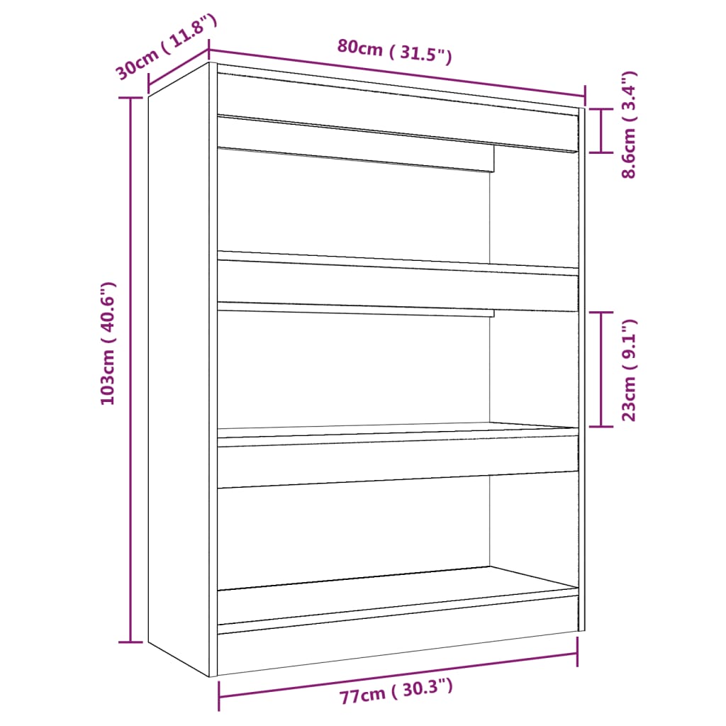 Bibliotecă/Separator Cameră, , 80X30X103 Cm, Lemn Compozit