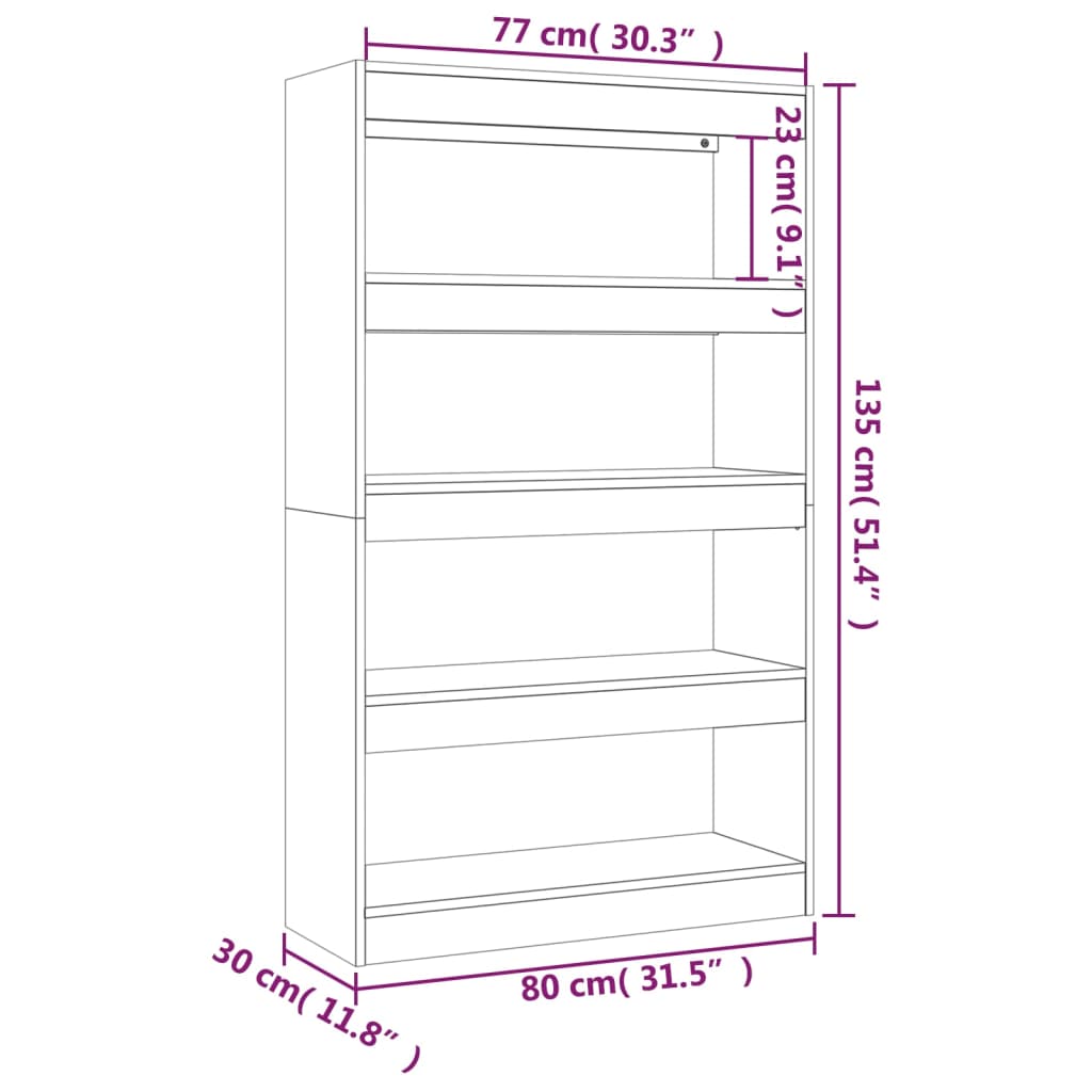 Bibliotecă/Separator Cameră, , 80X30X135 Cm, Pal