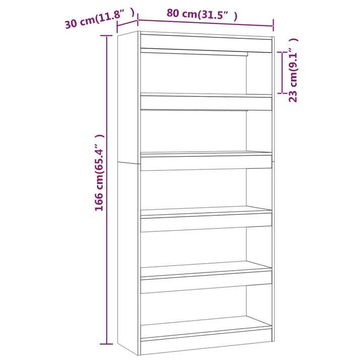Bibliotecă/Separator Cameră, , 80X30X166 Cm, Pal