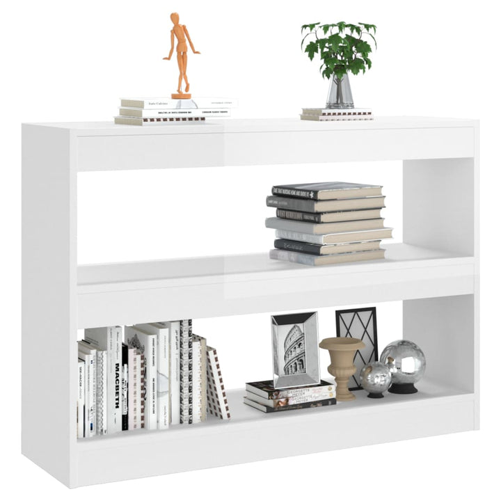 Bibliotecă/Separator Cameră, Alb Extralucios, 100X30X72 Cm