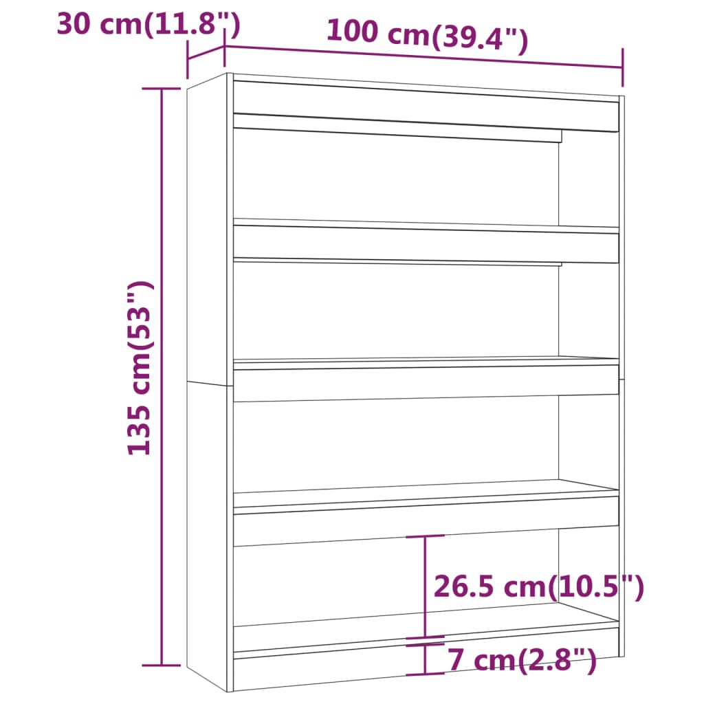 Bibliotecă/Separator Cameră, , 100X30X135 Cm