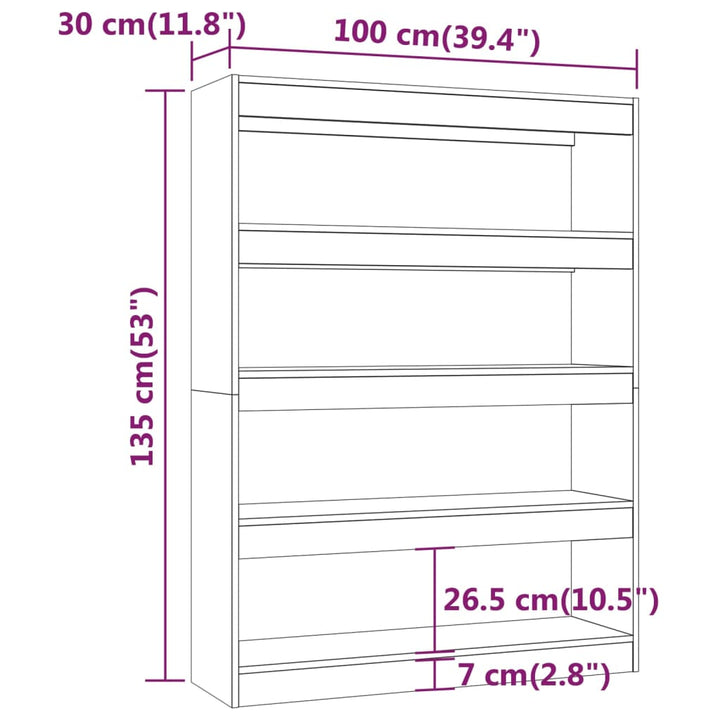 Bibliotecă/Separator Cameră, , 100X30X135 Cm
