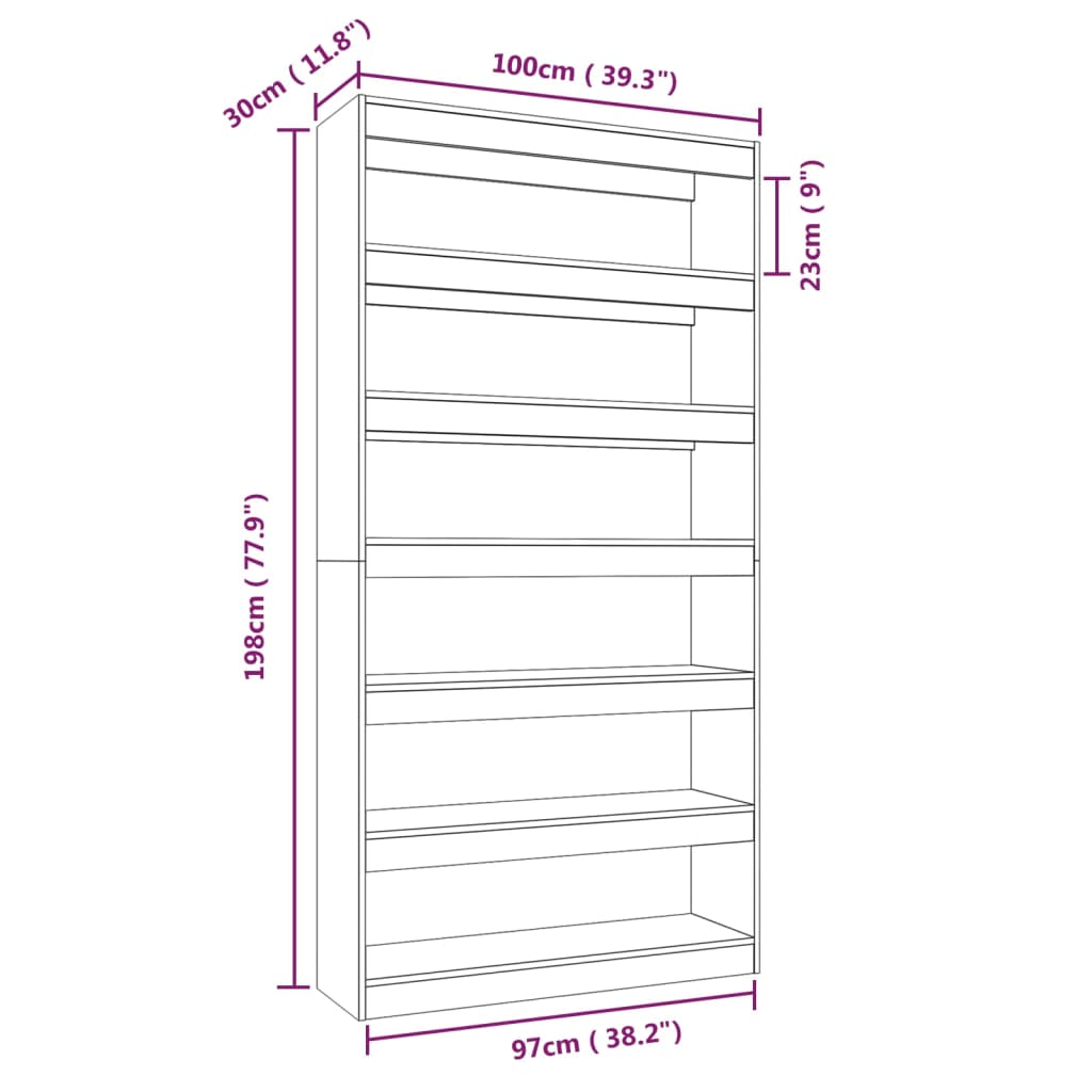 Bibliotecă/Separator Cameră , 100X30X198 Cm Lemn