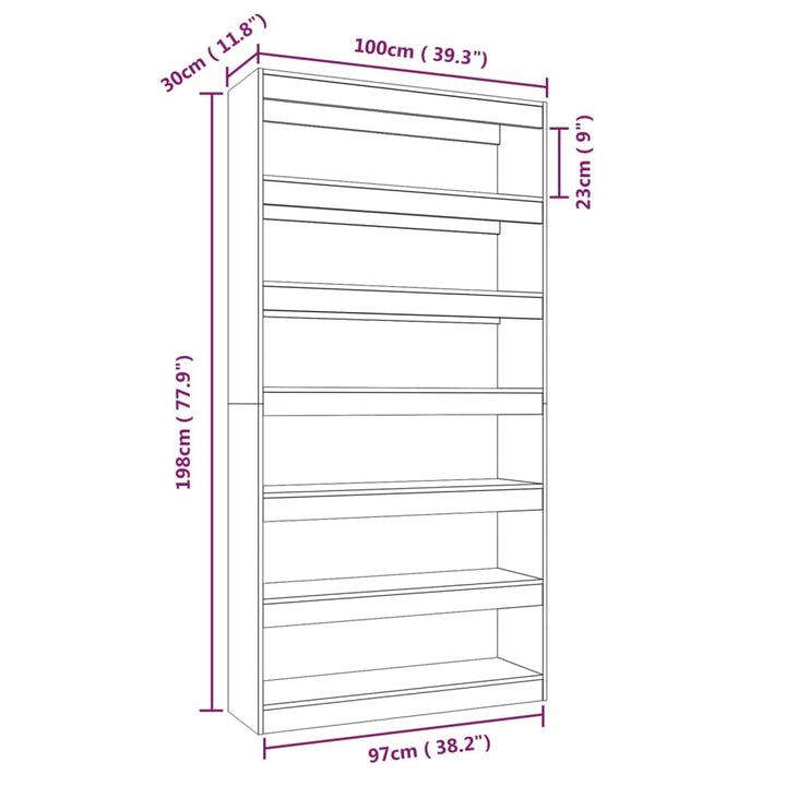 Bibliotecă/Separator Cameră , 100X30X198 Cm Lemn