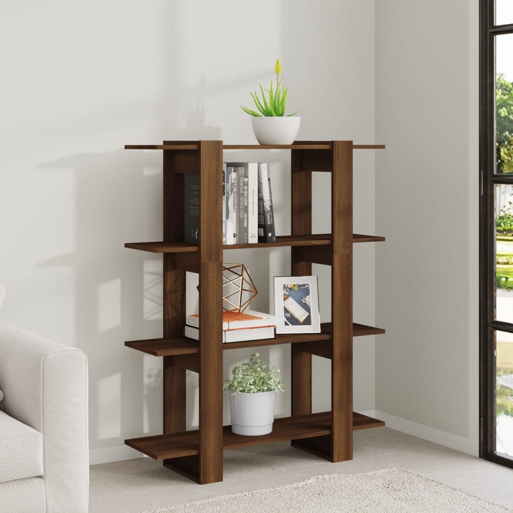 Bibliotecă/Separator Cameră, Stejar Maro, 100X30X123,5 Cm