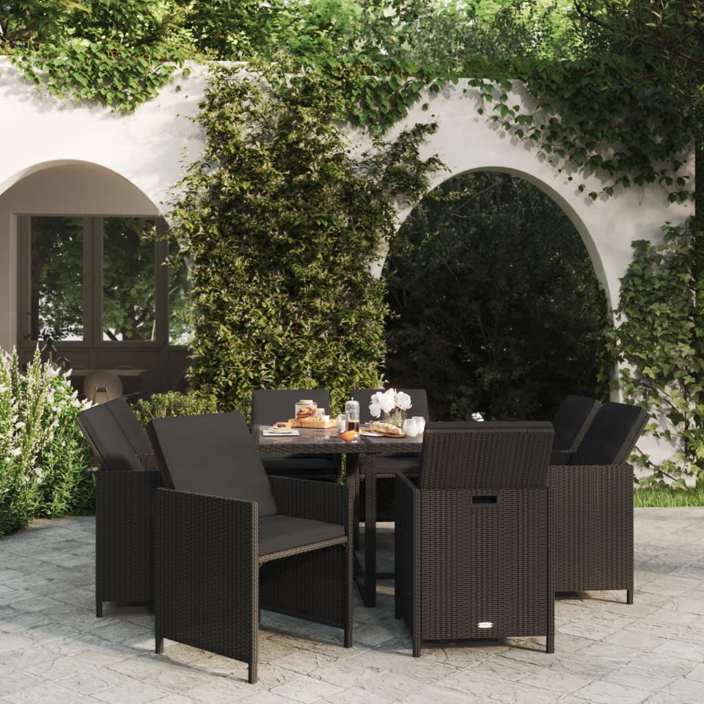Set Mobilier De Exterior Cu Perne 13 Piese, , Poliratan