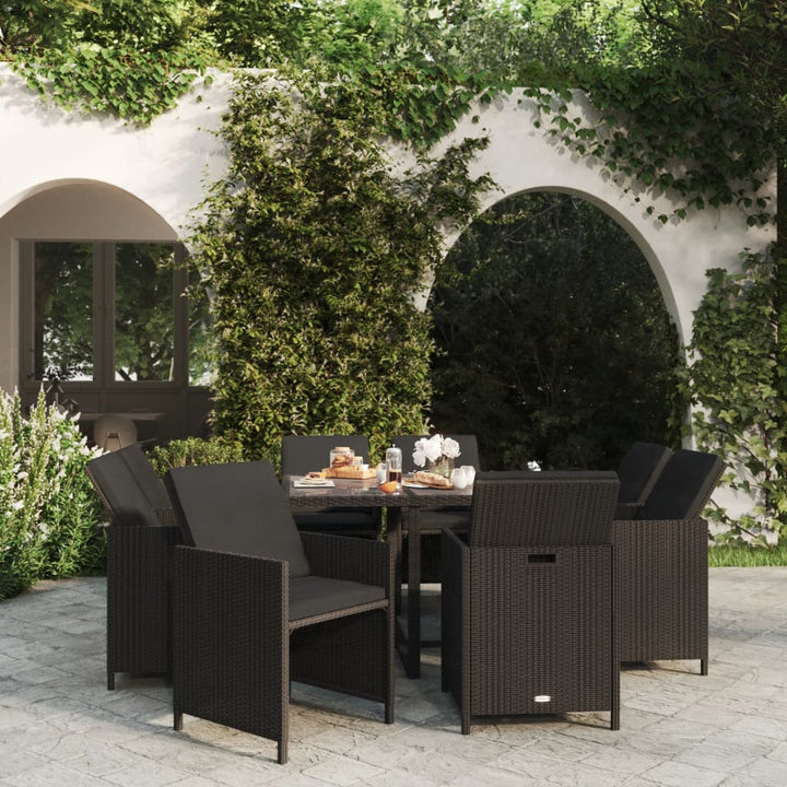 Set Mobilier De Exterior Cu Perne 13 Piese, , Poliratan