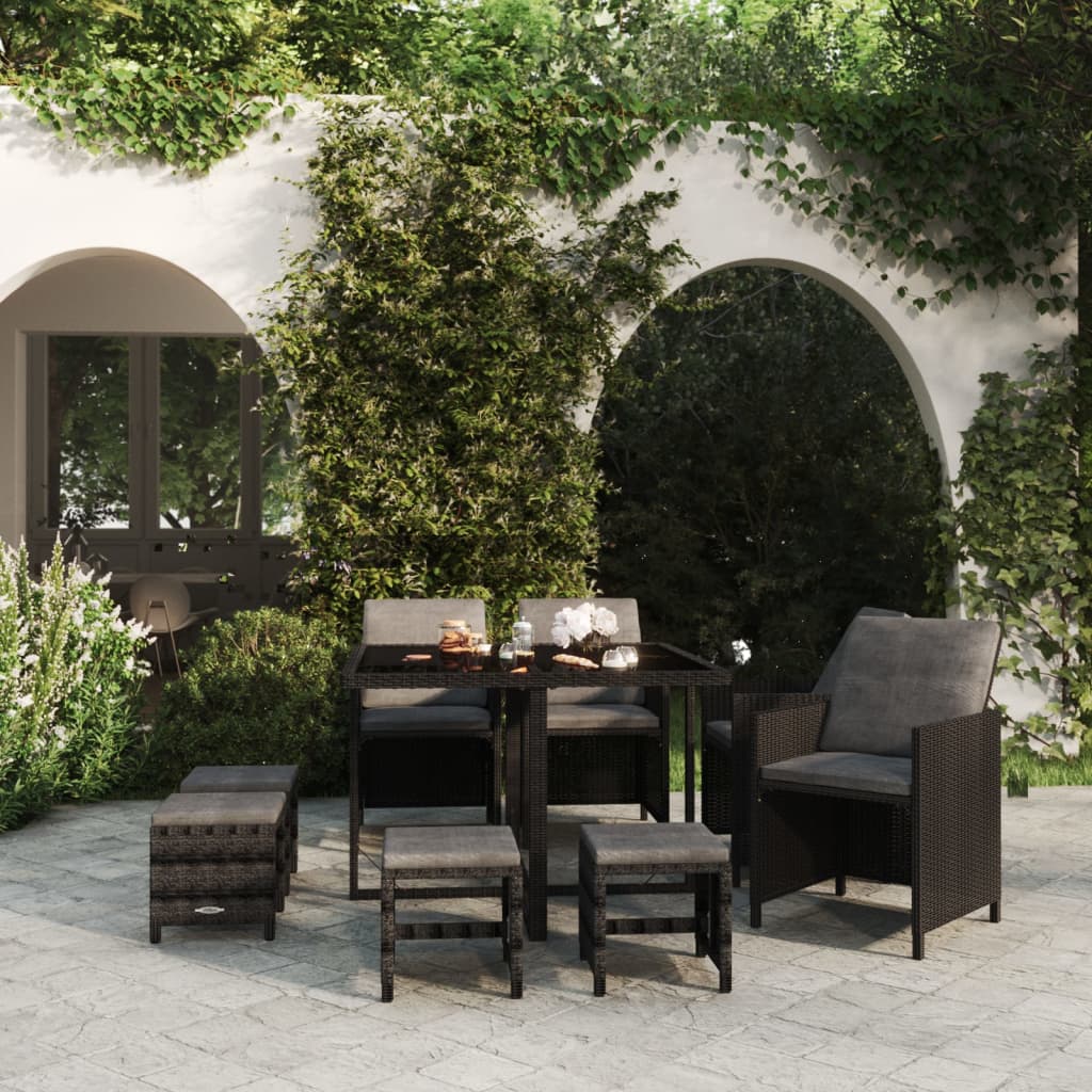 Set Mobilier De Exterior Cu Perne 13 Piese, , Poliratan