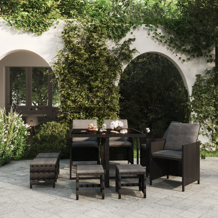 Set Mobilier De Exterior Cu Perne 13 Piese, , Poliratan