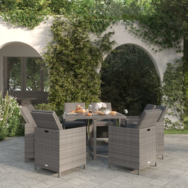 Set Mobilier De Exterior Cu Perne 13 Piese, , Poliratan