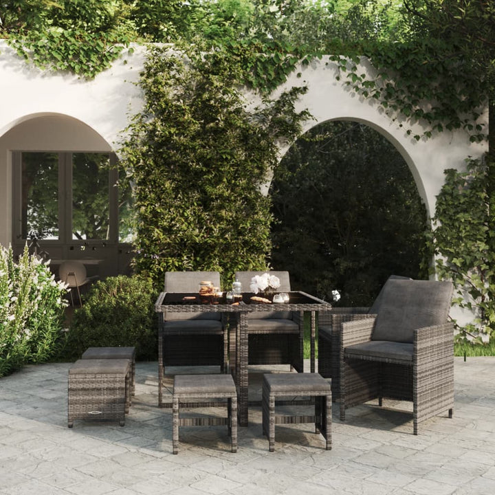 Set Mobilier De Exterior Cu Perne 13 Piese, , Poliratan