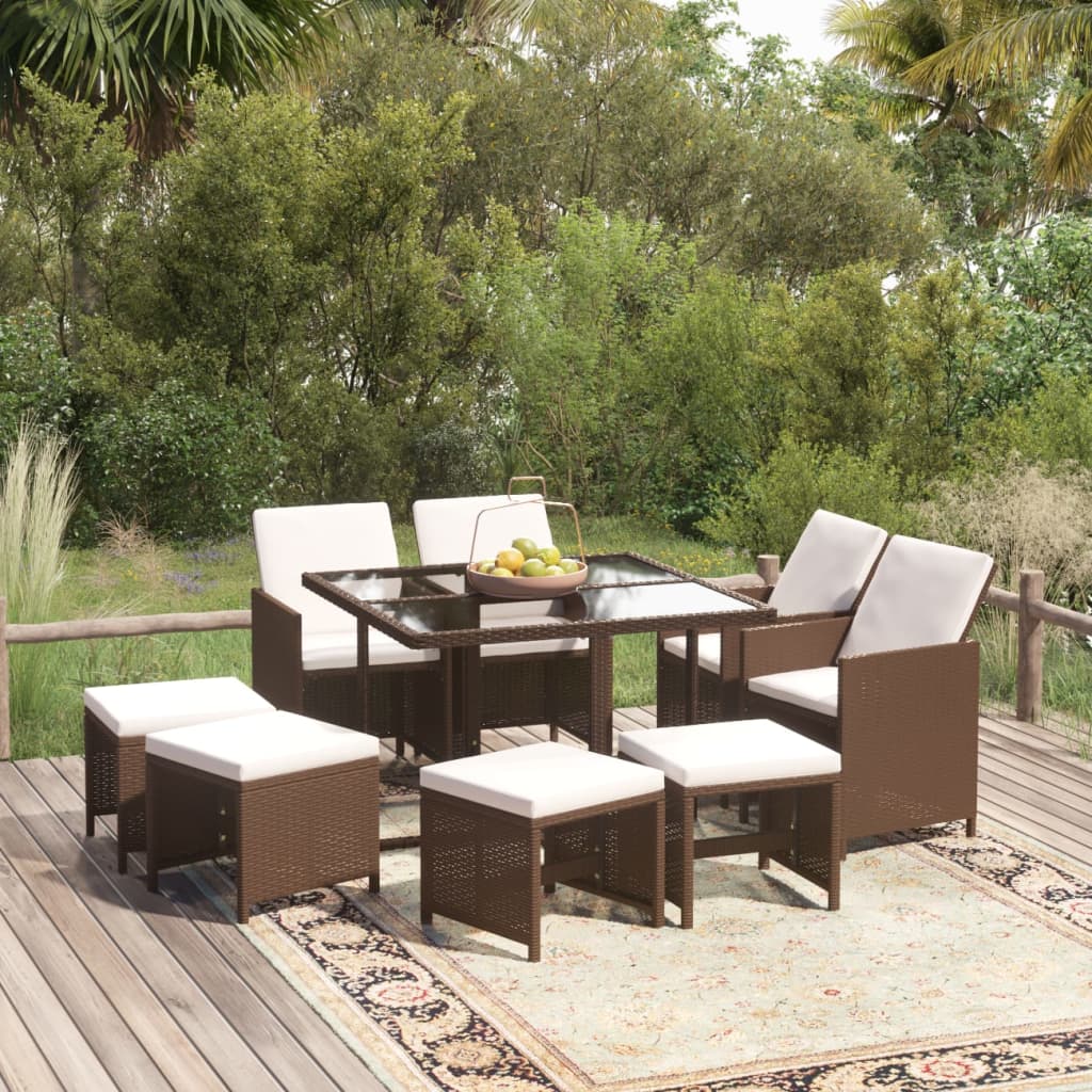 Set Mobilier De Exterior Cu Perne 13 Piese, , Poliratan