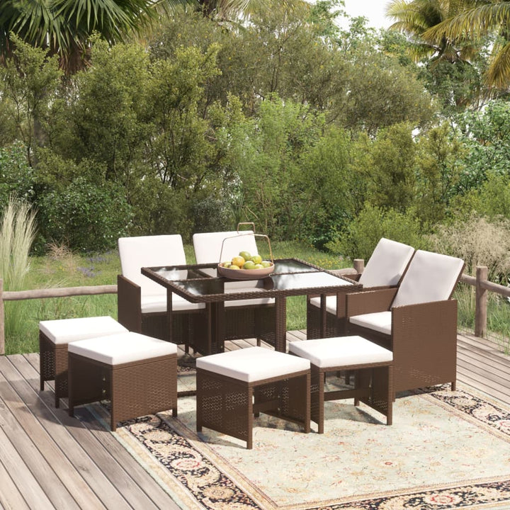 Set Mobilier De Exterior Cu Perne 13 Piese, , Poliratan
