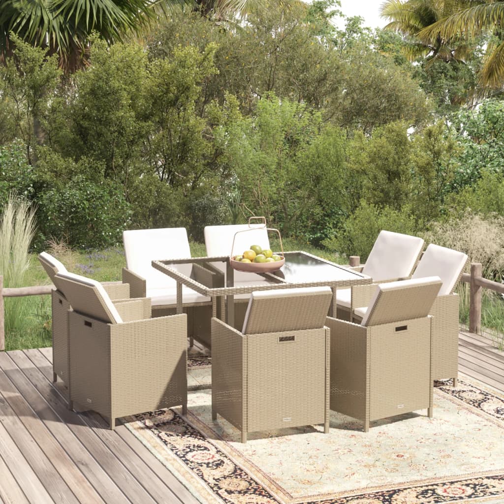Set Mobilier De Exterior Cu Perne 13 Piese, , Poliratan