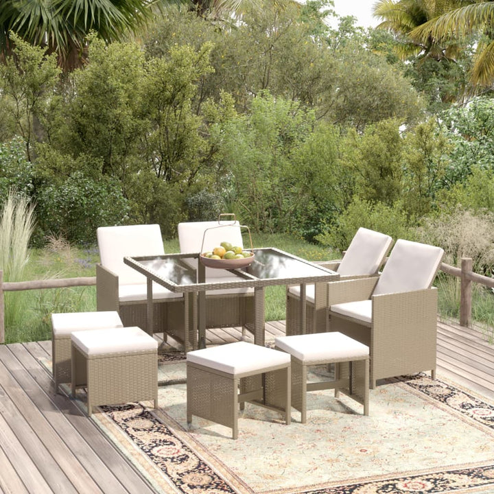 Set Mobilier De Exterior Cu Perne 13 Piese, , Poliratan